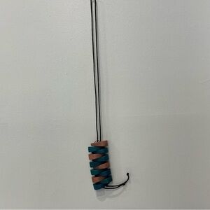 Handcrafted Fair Trade Jenga Pendant Necklace - Adjustable Dyed Wood Lariat